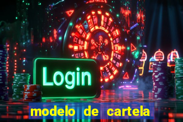 modelo de cartela de bingo em branco